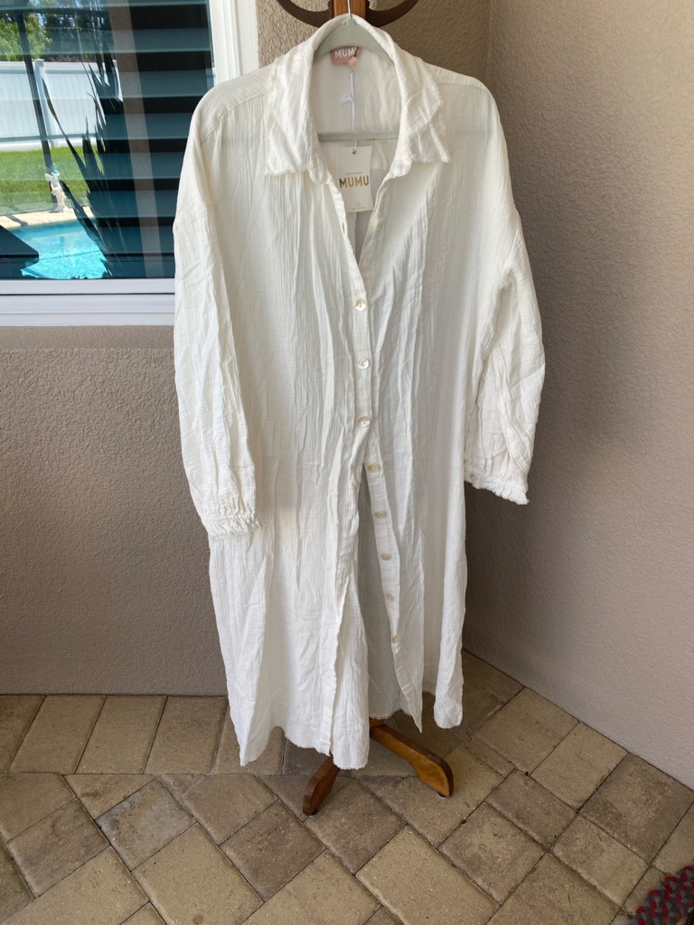 Show Me Your MuMu White Button-Front Maxi Dress/cover up